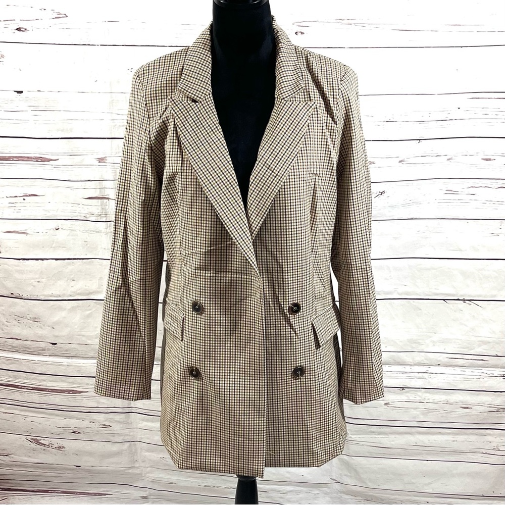 Rachel Zoe Open‎ Blazer Womens Size M Double Breasted Checkered Oversized.